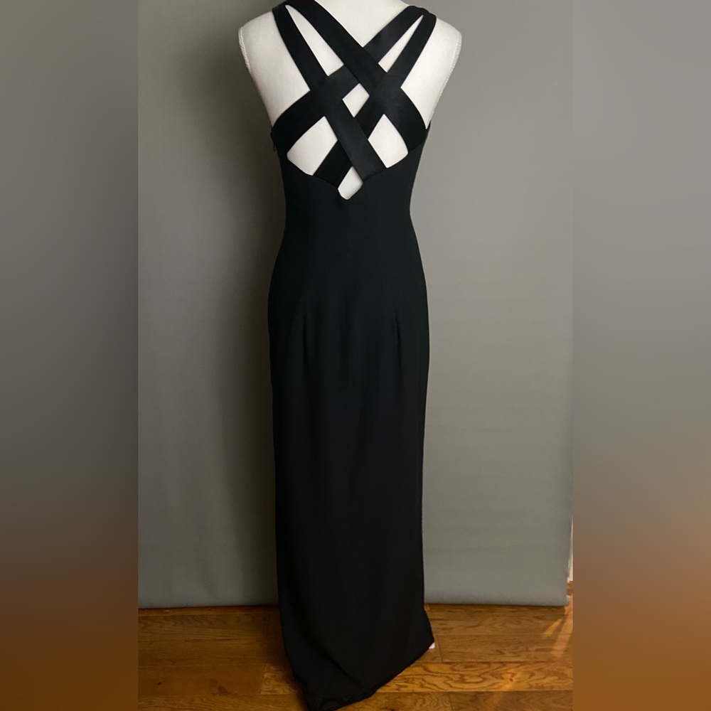 New Image Vintage 80s 90s Black Formal Dress - Gorgeous Detail on Back- size M